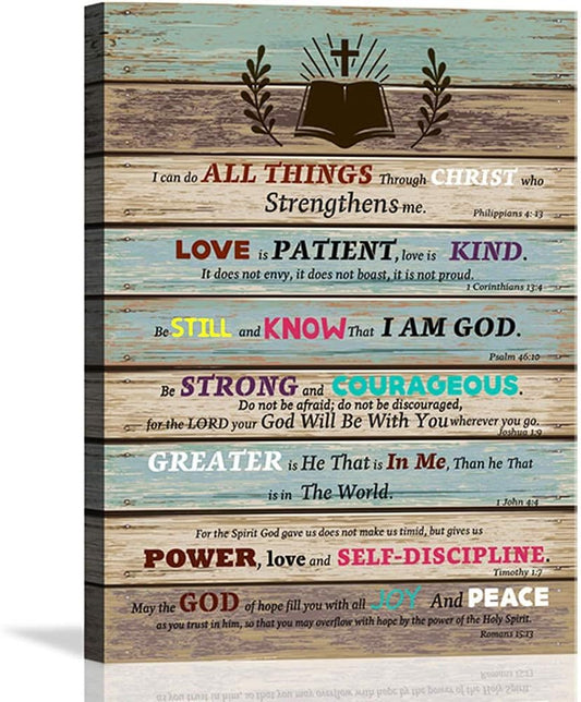 Inspirational Wall Art Scripture Bible Verse Wall Art Christian Canvas Art for Office Bathroom Bedroom Wall Decor Rustic Farmhouse Wall Decor Religious Gifts Be Still and Know That I Am God