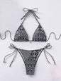 Women Printed Lace-up Bikini Split Swimsuit Swimwear