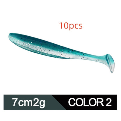 Soft Worm Mandarin Fish Topmouth Culter Lure Two-tone T Tail