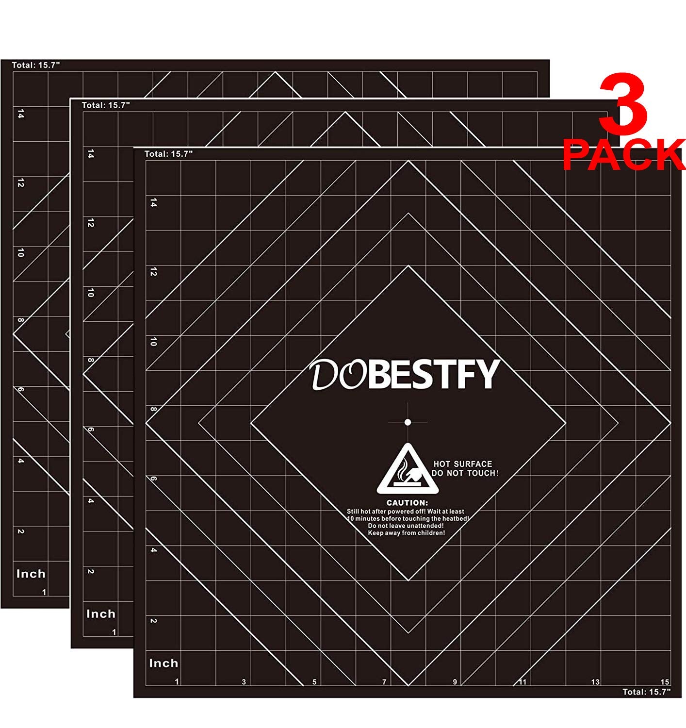 DOBSTFY 3D Printing Build Surface,With Premium Adhesive 3D Printer Heat Bed Platform Sticker Sheet,For Ender-7/K1 MAX/CR-10S Pro/Cr-10 V2/CR-6 Max.3Pack 16X16Inch(405Mmx405Mm) Can Cut Any Size
