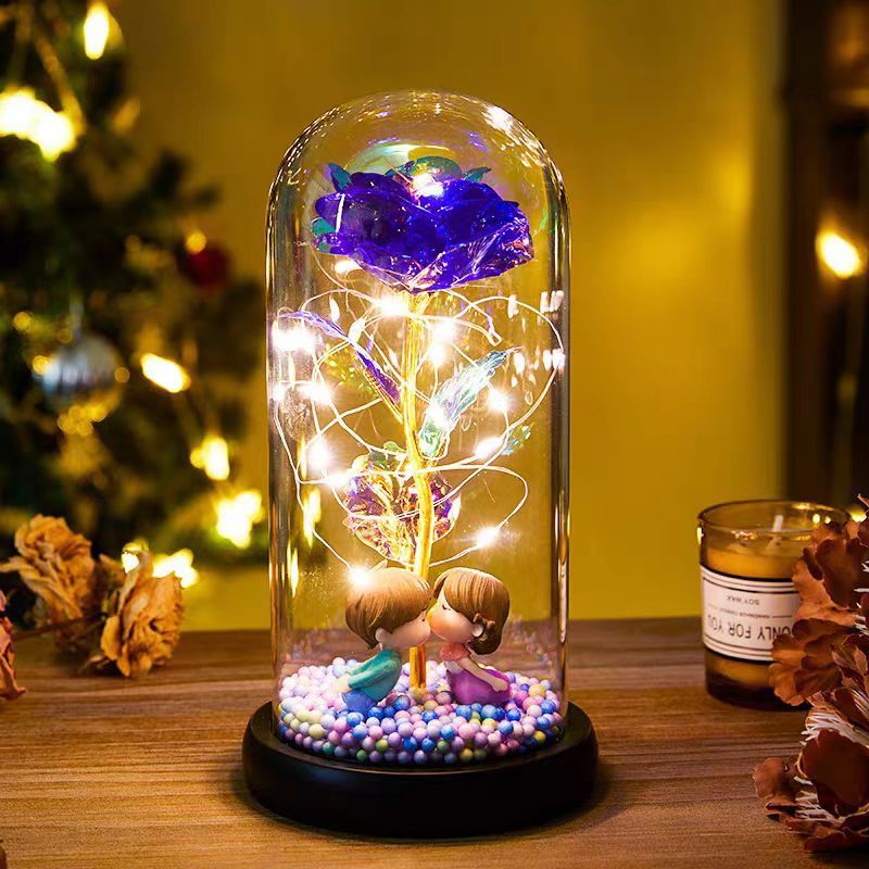 Eternal Rose LED Light Foil Flower In Glass Cover Night Lights Valentines Day Gifts Lamp Decor For For Home Bedroom Wedding Gift Valentine's Day Gifts