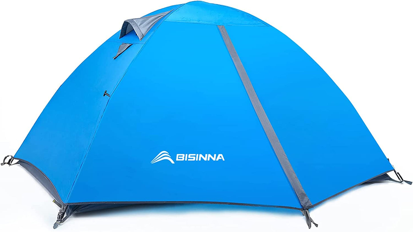 BISINNA 2/4 Person Camping Tent Lightweight Backpacking Tent Waterproof Windproof Two Doors Easy Setup Double Layer Outdoor Tents for Family Camping Hunting Hiking Mountaineering Travel