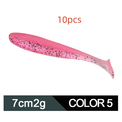 Soft Worm Mandarin Fish Topmouth Culter Lure Two-tone T Tail