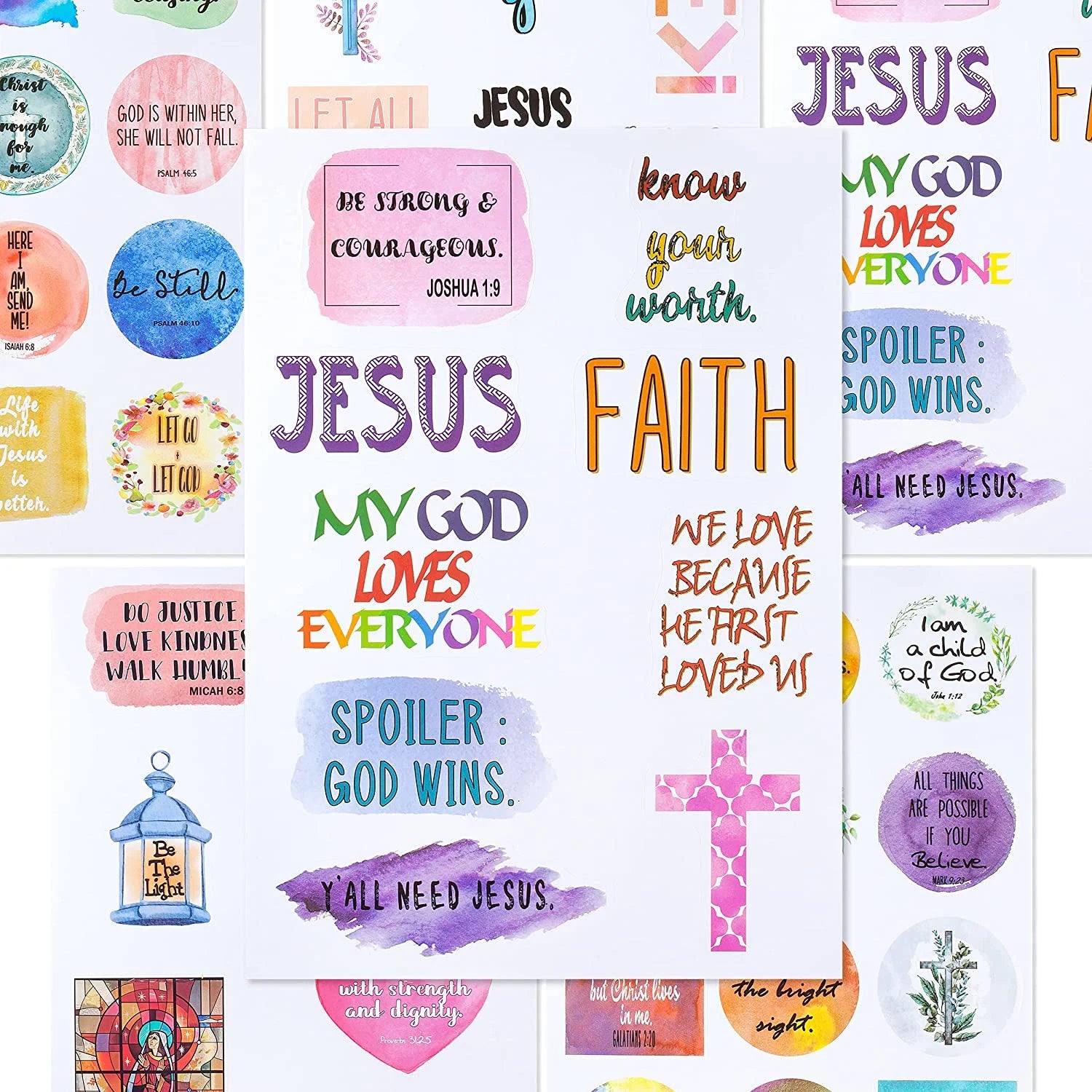 Mr. Pen- Christian Stickers, 49 Pcs, Religious Stickers, Jesus Stickers, Bible Stickers, Assorted Color