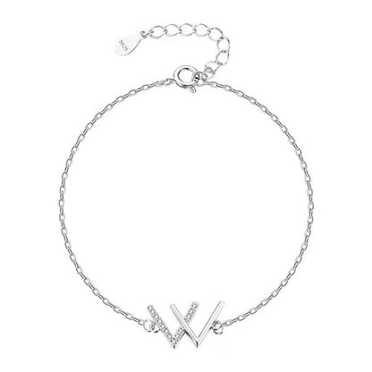 Sterling Silver W Letter Bracelet Women's Simple Niche
