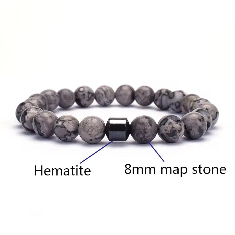Natural Gemstone Bracelet Vintage Stone Beads Men Women Jewelry