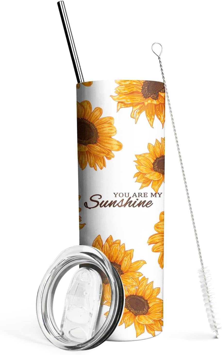Sunflower Tumbler,Tumbler with Lid and Straw-You Are My Sunshine-Birthday Gifts for Women Mom Daughter Girlfriend Teenage Girls Bridesmaid-Sunflower Gifts for Women-Travel Iced Coffee Cup Mug