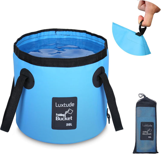 Luxtude Collapsible Bucket with Handle, 5 Gallon(20L), Portable & Ultra Lightweight Outdoor Basin Bucket, Folding Bucket for Fishing, Camping, Hiking