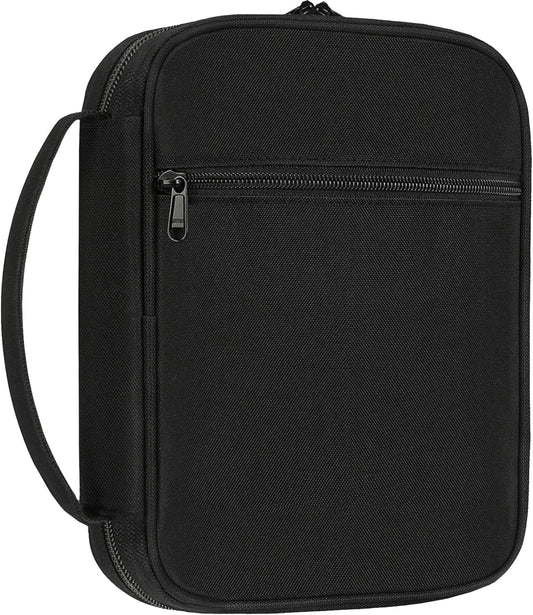 Bible Cover, Standard Size Polyester Bible Case with Internal Compartments and Zippers, Bible Cover Case for Women (Black)