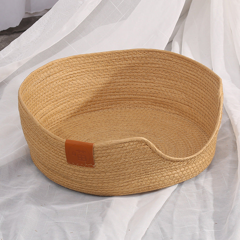 Simple Wind Rattan Cat Nest, Hand-woven Nest, Universal Cat Scratching Board For All Seasons, Home Cat And Dog Products, Pet Nest