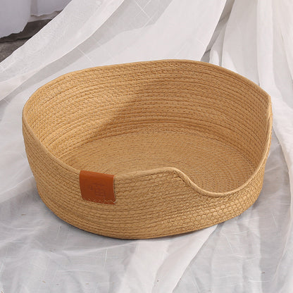 Simple Wind Rattan Cat Nest, Hand-woven Nest, Universal Cat Scratching Board For All Seasons, Home Cat And Dog Products, Pet Nest