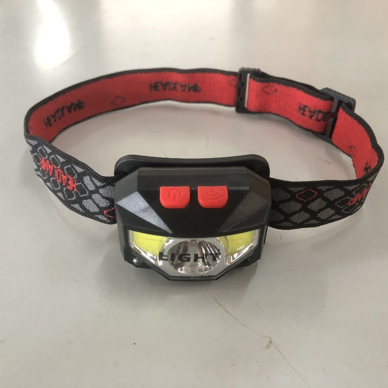 New LED Induction Red Light Fishing Headlight Mini USB Built-in Battery Multifunctional Light COB Major Headlamp