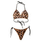Solid Color Lace-up Bikini Three-point T-back Swimsuit Suit With Chest Pad Beach Womens Clothing
