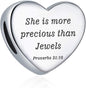 Heart Charm Fit Pandora Charms Bracelet Christian Bible Verse Charm Prayer Faith Religious Charms Gifts for Women