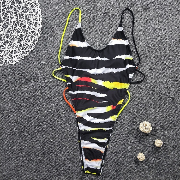 Sexy High Cut One Piece Swimsuit Thong Swimwear Women Trikini