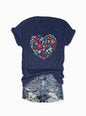Flowers - Printed Round Neck T-Shirt Casual And Loose - Daily Wear - Women's Clothing
