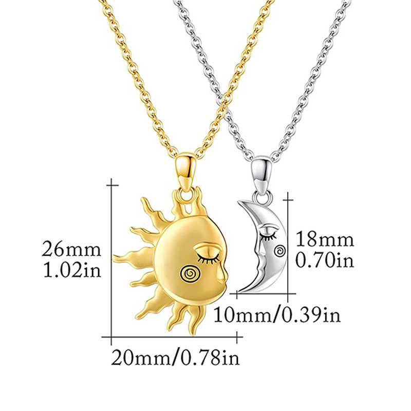 18K Golden Magnetic Sun Star Necklace Fashion Personality Couple Pendant Necklace Valentine's Day Gift