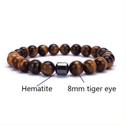 Natural Gemstone Bracelet Vintage Stone Beads Men Women Jewelry