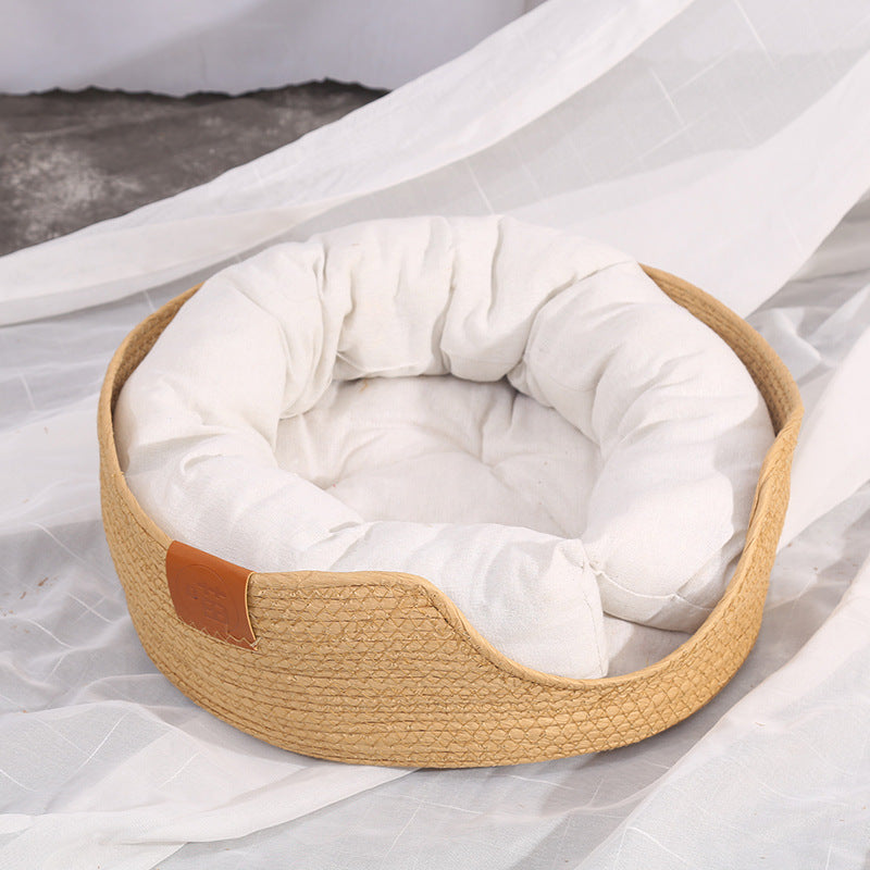 Simple Wind Rattan Cat Nest, Hand-woven Nest, Universal Cat Scratching Board For All Seasons, Home Cat And Dog Products, Pet Nest