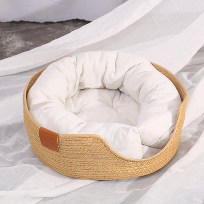 Simple Wind Rattan Cat Nest, Hand-woven Nest, Universal Cat Scratching Board For All Seasons, Home Cat And Dog Products, Pet Nest