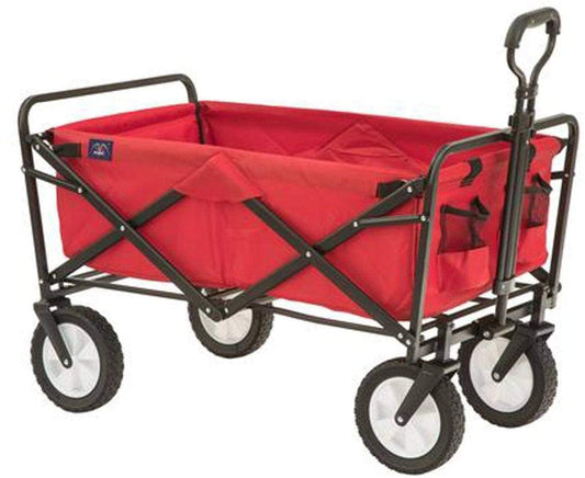 Mac Sports Heavy Duty Steel Frame Collapsible Folding 150 Pound Capacity Outdoor Camping Garden Utility Wagon Yard Cart, Red