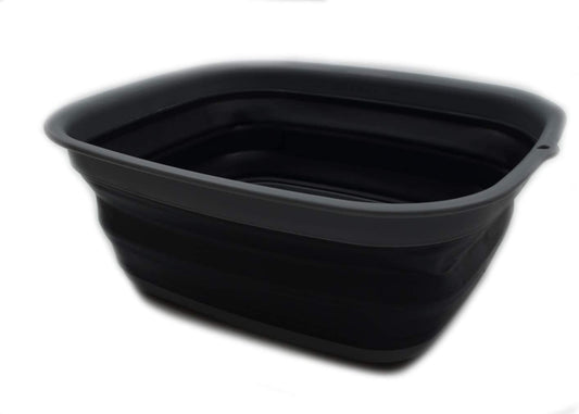 SAMMART 9.45L (2.5 Gallon) Collapsible Tub - Foldable Dish Tub - Portable Washing Basin - Space Saving Plastic Washtub (Grey/Black, M)