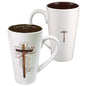 Christian Art Gifts Tall Stoneware Coffee/Tea Mug Light of the World John 8:12 Bible Verse - Names of Jesus Mug for Men and Women 16Oz Cream Ceramic Cup with Large Handle