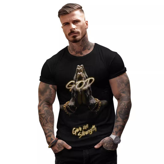 european and american 3d printed god loose mens clothing t shirt