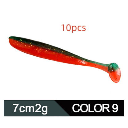 Soft Worm Mandarin Fish Topmouth Culter Lure Two-tone T Tail