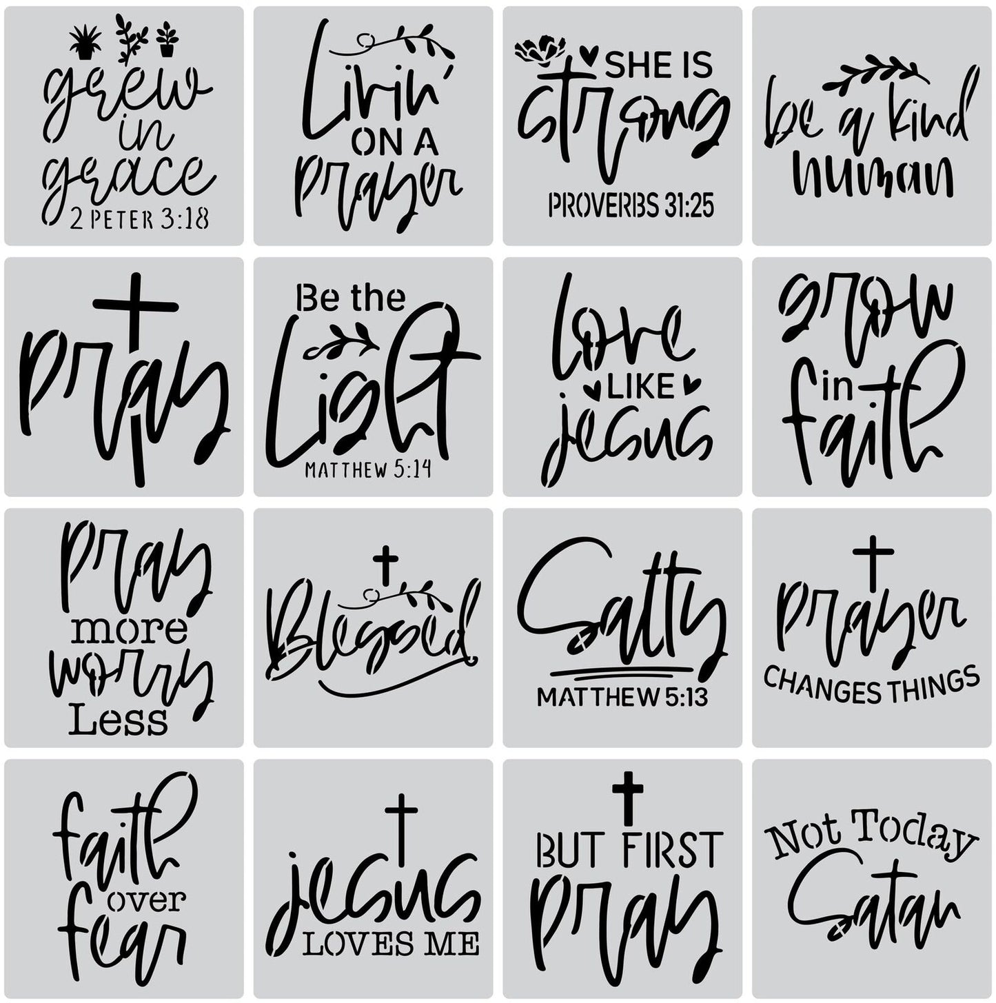 16PCS Christian Faith Stencils with Quotes and Bible Verses, Inspirational Wo...