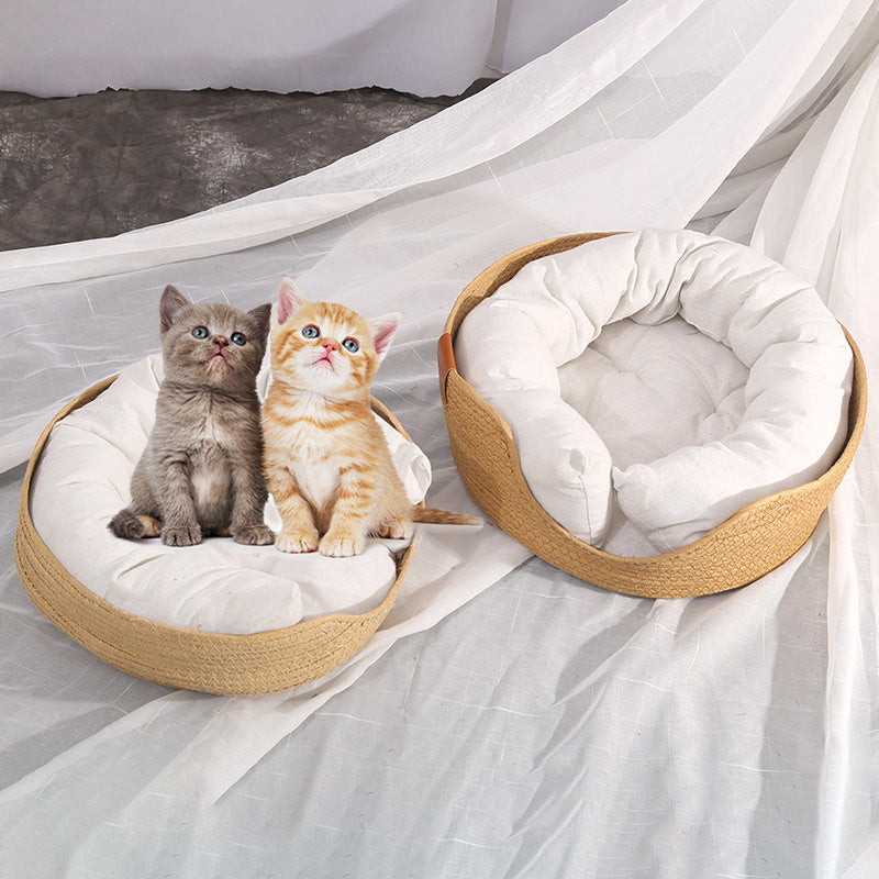Simple Wind Rattan Cat Nest, Hand-woven Nest, Universal Cat Scratching Board For All Seasons, Home Cat And Dog Products, Pet Nest
