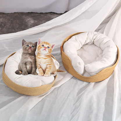 Simple Wind Rattan Cat Nest, Hand-woven Nest, Universal Cat Scratching Board For All Seasons, Home Cat And Dog Products, Pet Nest