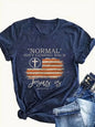 American Flag - Printed Round Neck T-Shirt Casual And Loose - Daily Wear - Women's Clothing