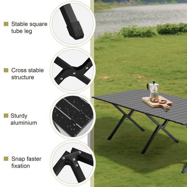 116X60X42cm Black Camping Roll Table