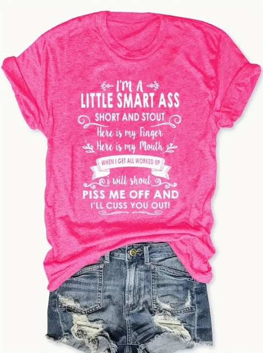 English Letters - Printed Round Neck Vest - Casual And Loose - Daily Wear - Women's Clothing