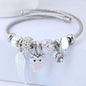 DIY Beaded Owl Angel Wings Pendant Stainless Steel Bracelet