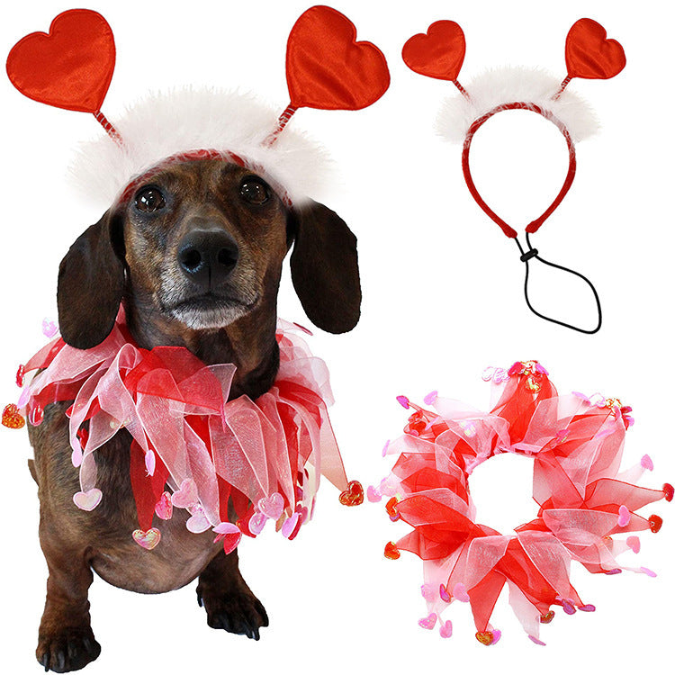 2025 Pets Valentine's Day Decoration Pet Scar Valentine's Day Hairband Dog Party Decoration Prop Dog Accessories Pet Products