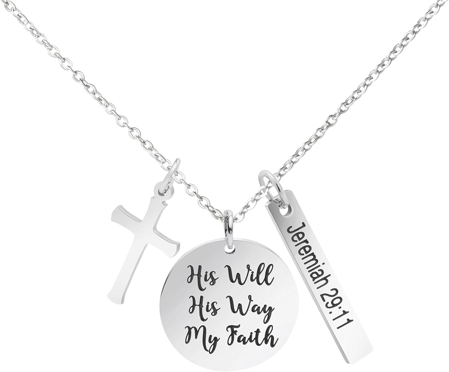 Bible Verse Cross Pendant 𝐂𝐡𝐫𝐢𝐬𝐭𝐢𝐚𝐧 𝐍𝐞𝐜𝐤𝐥𝐚𝐜𝐞𝐬 Prayer Charm Faith Religious Birthday Christmas Jewelry for 𝐖𝐨𝐦𝐞𝐧