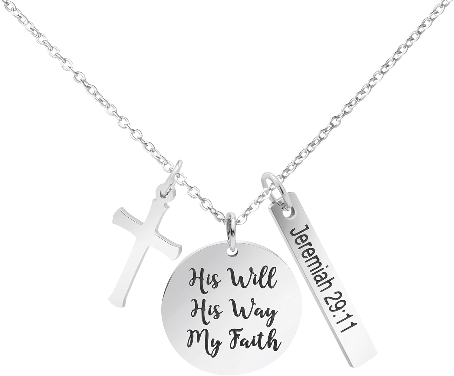 Bible Verse Cross Pendant 𝐂𝐡𝐫𝐢𝐬𝐭𝐢𝐚𝐧 𝐍𝐞𝐜𝐤𝐥𝐚𝐜𝐞𝐬 Prayer Charm Faith Religious Birthday Christmas Jewelry for 𝐖𝐨𝐦𝐞𝐧