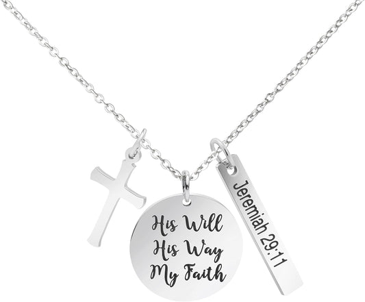 Bible Verse Cross Pendant 𝐂𝐡𝐫𝐢𝐬𝐭𝐢𝐚𝐧 𝐍𝐞𝐜𝐤𝐥𝐚𝐜𝐞𝐬 Prayer Charm Faith Religious Birthday Christmas Jewelry for 𝐖𝐨𝐦𝐞𝐧