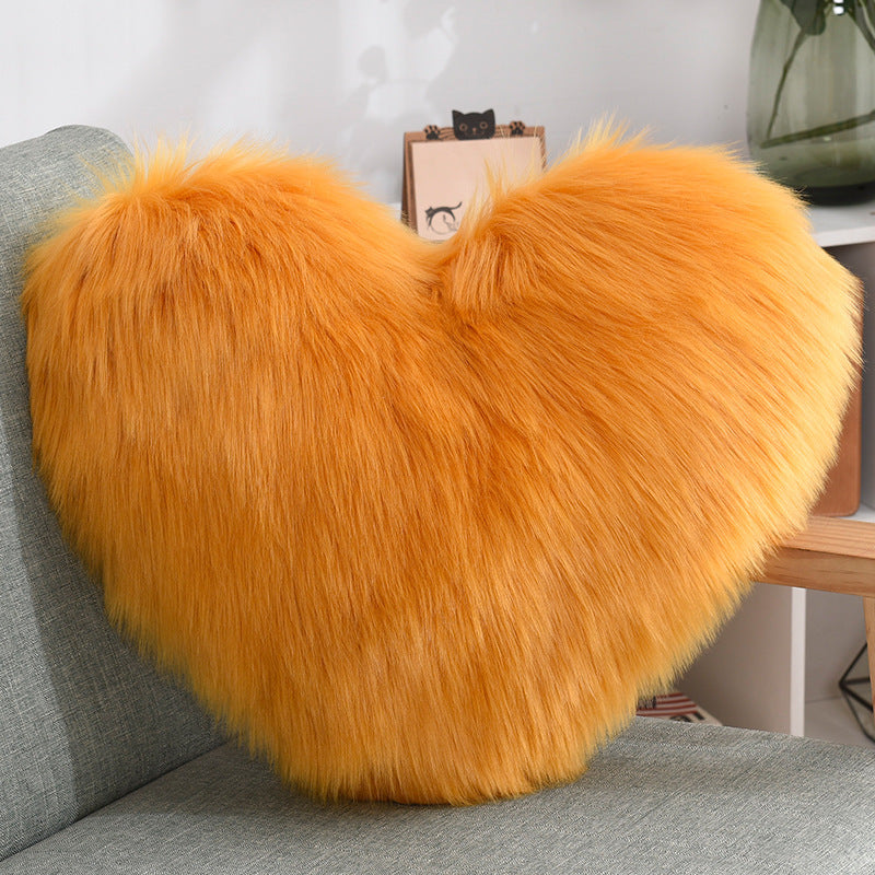 Throw Pillows Heart Shape Long Plush Fluffy Shaggy Cushion Cover Sofa Cushions Decorative Pillow Covers Pillowcase White