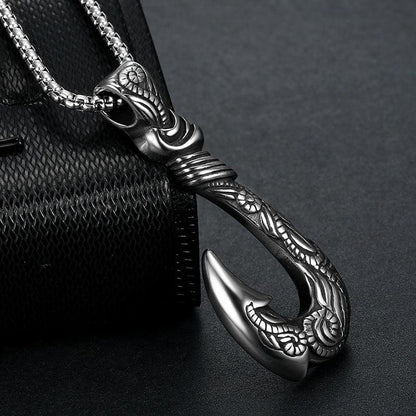 Vintage Stainless Steel Ocean Romance Fish Hook Titanium Steel Pendant