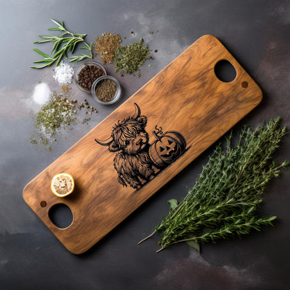 Highland Cow Pumpkin Charcuterie Board – Fall Cottagecore Cutting Board & Cheese Board Design