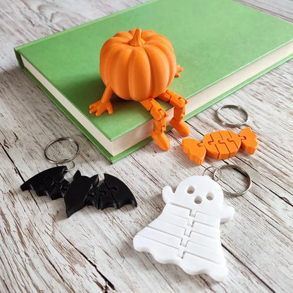 Halloween Keychains & Pumpkin Figurine Set – Cute Ghost, Bat, Candy & Pumpkin Fall Accessories
