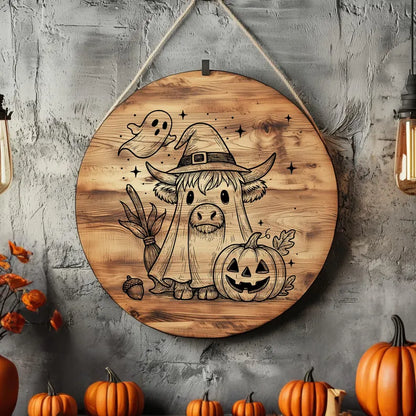 Halloween Highland Cow Pumpkin Charcuterie Board – Rustic Fall Cottagecore Cutting Board & Cheese Board Design