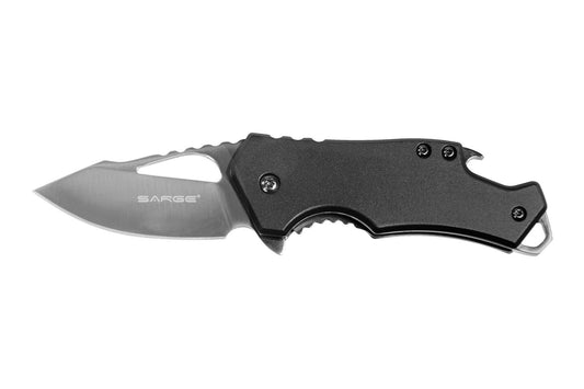Sarge Knives Knives &amp; Edged Tools|Knives|Knives &amp; Edged Tools Sarge Knives Sarge Knives Black Fuse Folding Knife 2 3/8" Blade Black with Bottle Opener